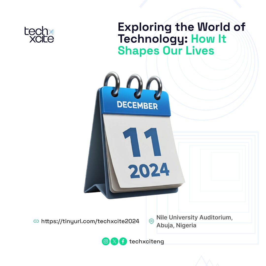 Techxciteng's tweet image. Change of Date for Techxcite 2024
We wish to inform you that the date for Techxcite 2024 has been rescheduled from December 7th to December 11th, 2024.
