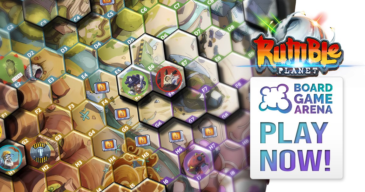 Test Rumble Planet in its basic version (without add-ons and fans) on Board Game Arena!

A fluid, automated, online version of our beloved hunting ground 💻 Giving you a taste of what's to come.

➡️boardgamearena.com/gamepanel?game…