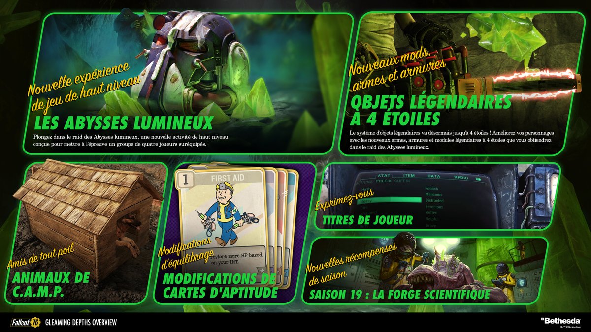 La mise à jour #Fallout76 d'aujourd'hui marque la plus grande expansion de la fin du jeu à ce jour ! Préparez-vous pour la nouvelle expérience de raid pour gagner des objets légendaires 4 étoiles.

Lisez les notes pendant la maintenance du jeu :
👉 beth.games/3ODvMl3
