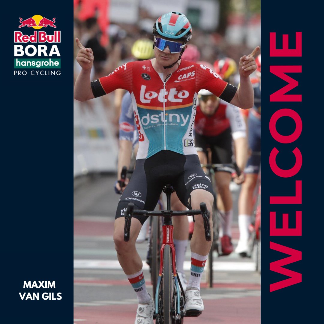 RedBullCycling's tweet photo. New signing. Maxim Van Gils. Until 2027. 

📸 PhotoNews  
#redbullborahansgrohe #newseason https://t.co/ylpj8BecN1