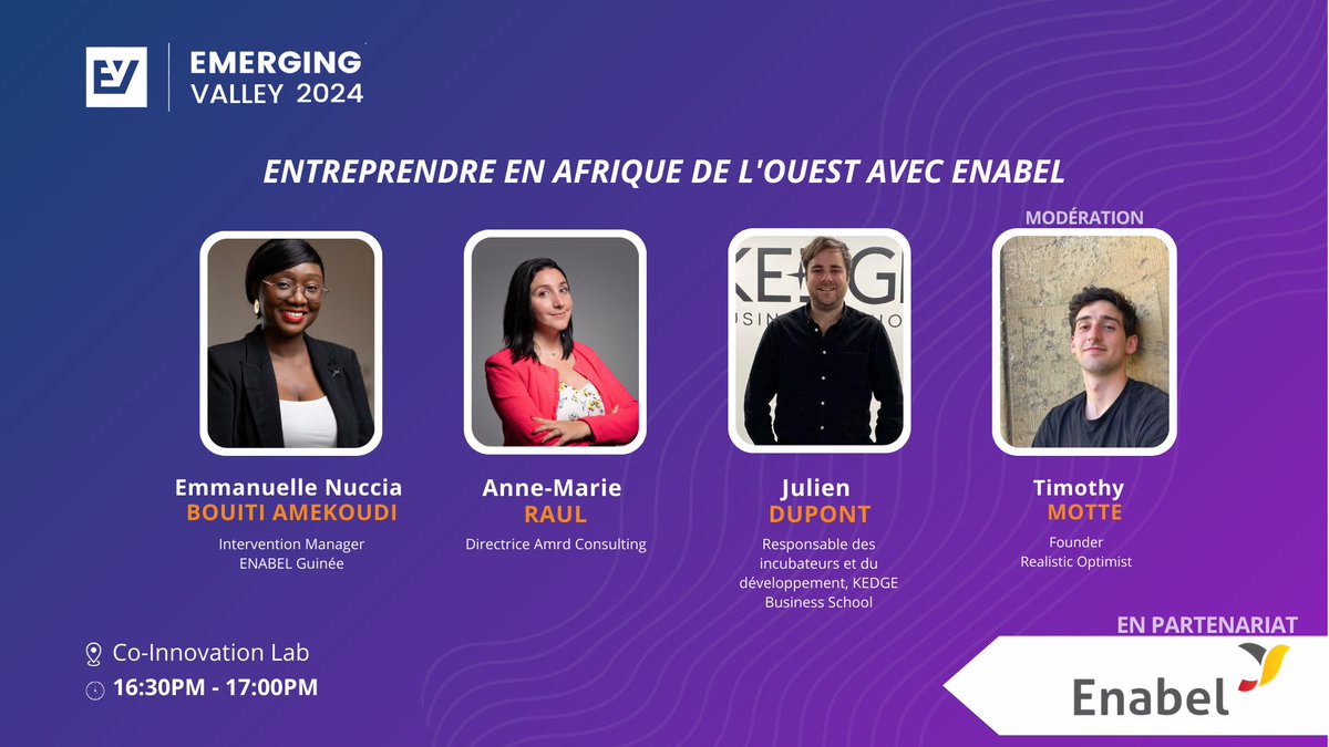 emergingvalley's tweet photo. 💡Entreprendre en Afrique de l'Ouest avec ENABEL, c'est tout de suite au Co-Innovation Lab de #EV2024 !🚀 https://t.co/DFs5ZaR5OJ