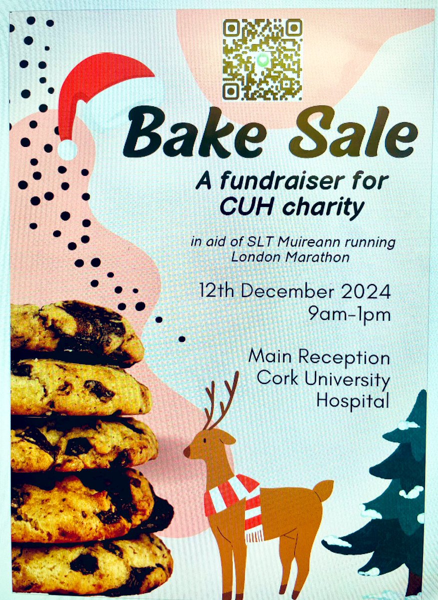 Our SLT Muireann is 🏃‍♀️in London Marathon in 2025 raising much needed funds for <a href="/CUHCharity/">CUH Charity</a>
🙏🏻 Come and support Muireann’s fundraising event next Thursday 12th. Plenty of🧁 🍰 treats to enjoy ☺️ Spread the word <a href="/cuh_hscp/">CUH_HSCP</a> <a href="/CUH_OT_Dept/">CUH Occupational Therapy Department</a> <a href="/CUHPsychology/">CUHPsychology</a> <a href="/CUH_Cork/">Cork University Hospitals</a>