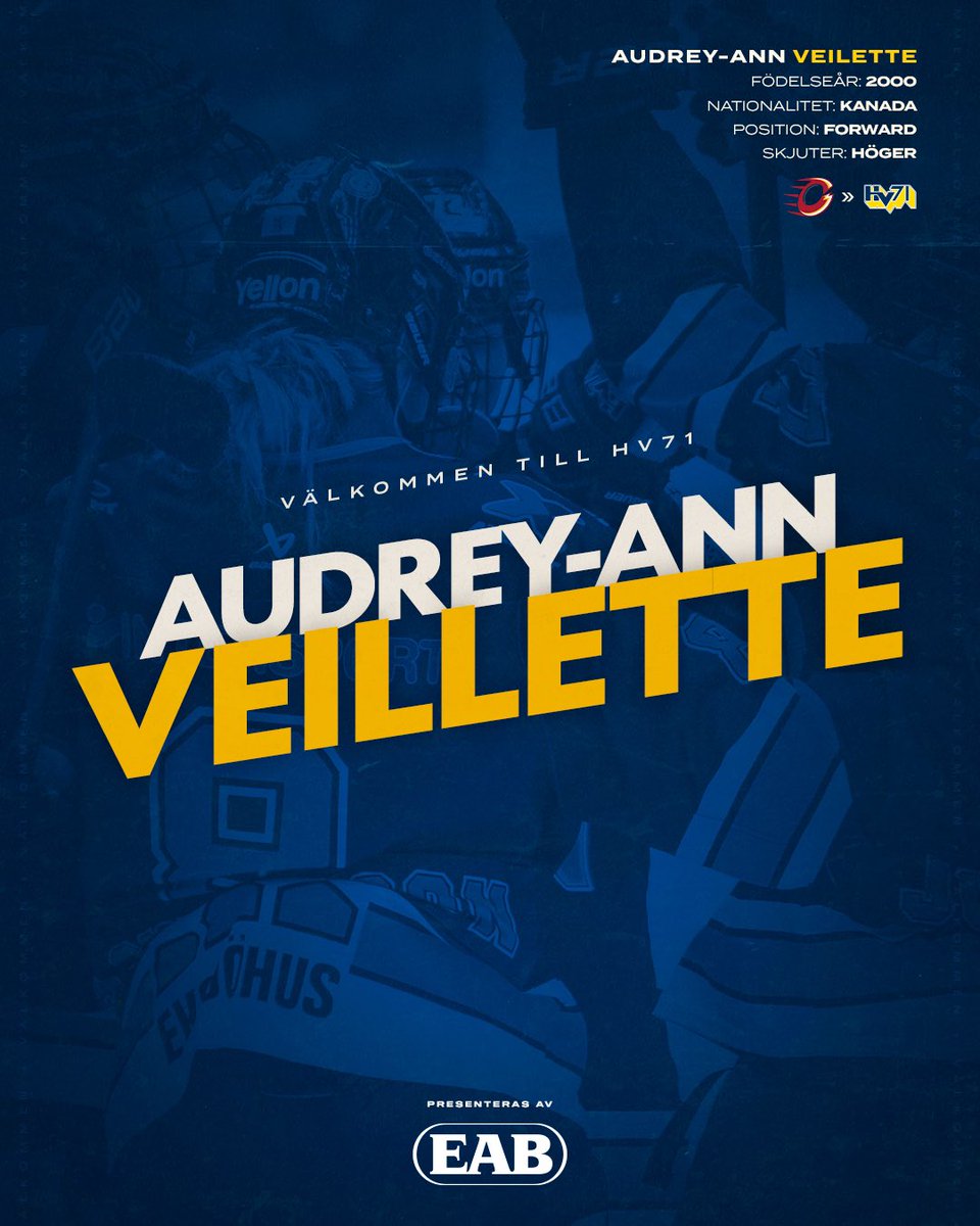 ✍️ Välkommen till HV71, Audrey-Ann Veillette!

💬 ”En poängstark forward som kommer tillföra spets”, säger Peter ”Humlan” Hammarström, sportchef i HV71.

🔗 Läs mer på hv71.se

#HV71