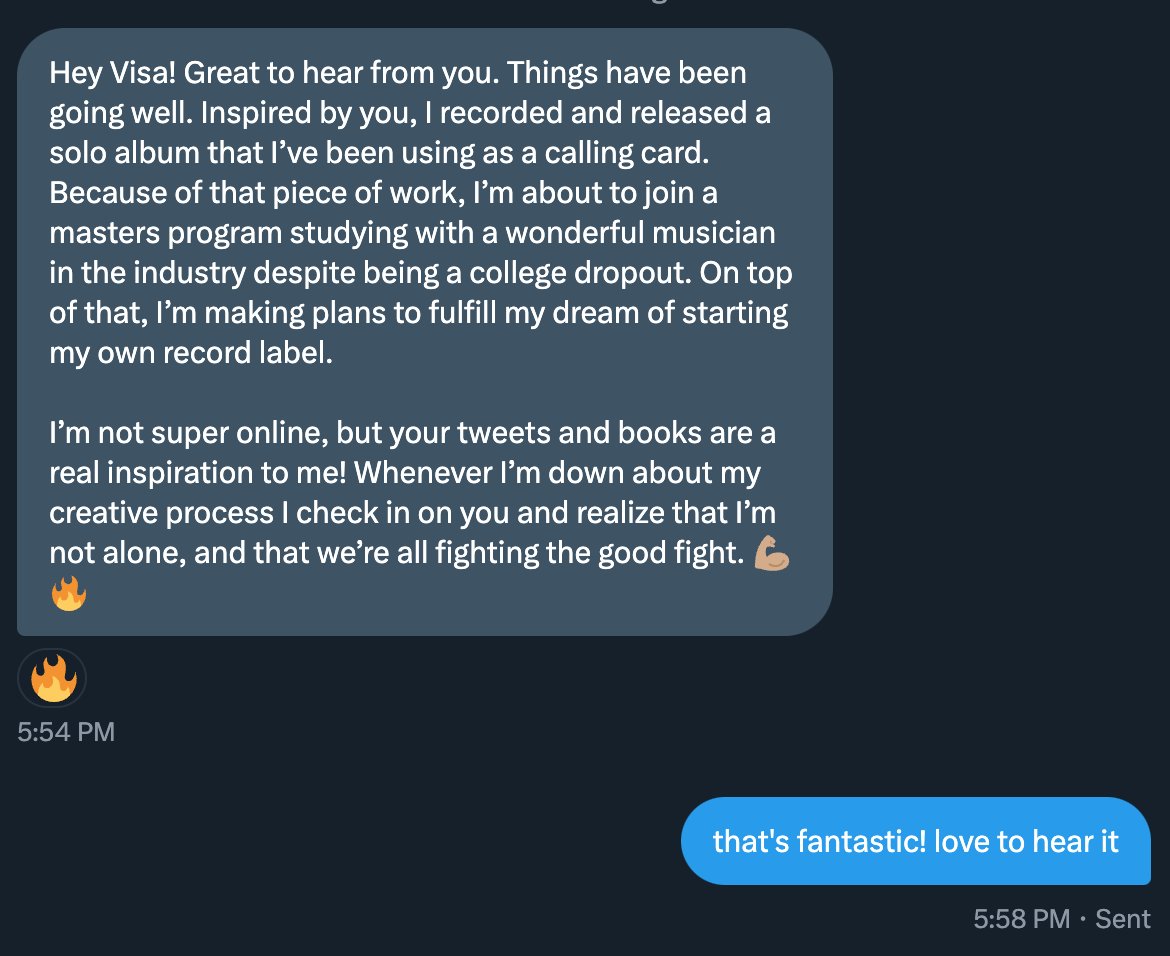 I highly recommend having a folder on your desktop titled 'you are loved', where you put in screenshots of lovely things people have said to/about you. here are some of mine