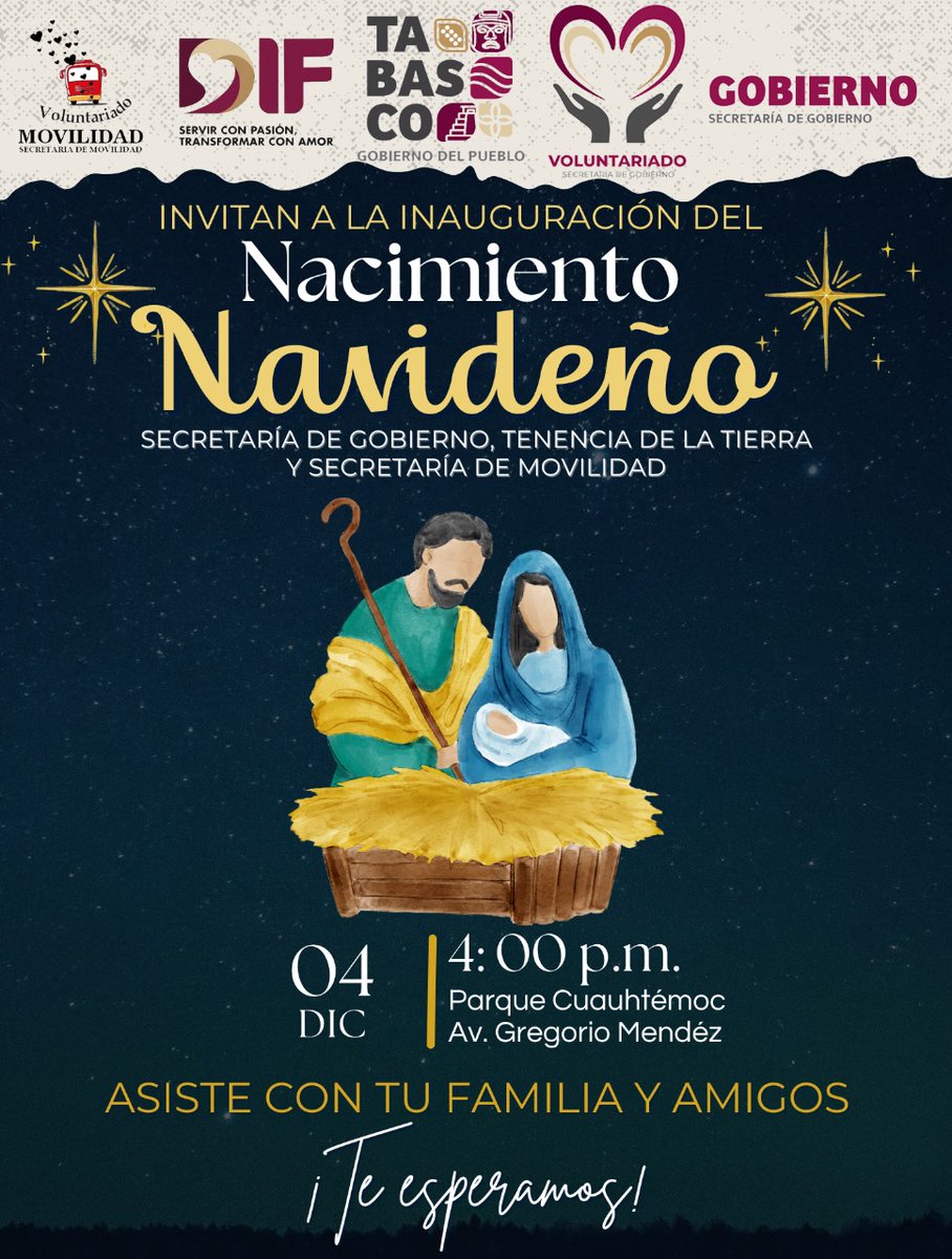 Están cordialmente invitados a la inauguración del Nacimiento.