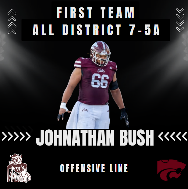 Congrats to our First Team All District 7-5A performers!

Jojo Adams - Quarterback
Layne Hooker - Wide Receiver
Caleb Toombs - Offensive Line
Johnathan Bush - Offensive Line