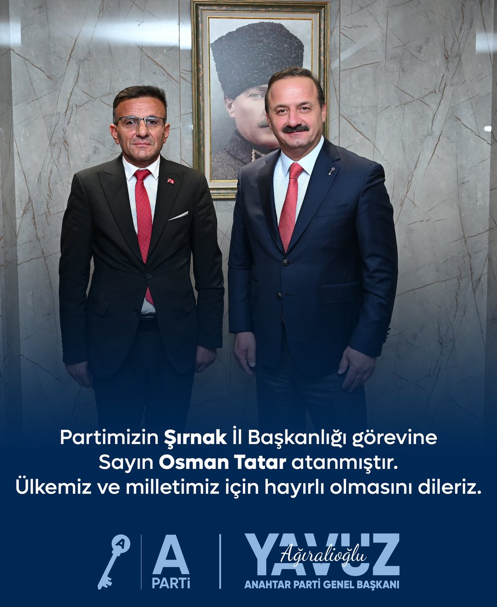 anahtarparti's tweet photo. Partimizin Şırnak İl Başkanlığı görevine Sayın Osman Tatar atanmıştır. Ülkemiz ve milletimiz için hayırlı olmasını dileriz. https://t.co/CSEdu5Zw6g