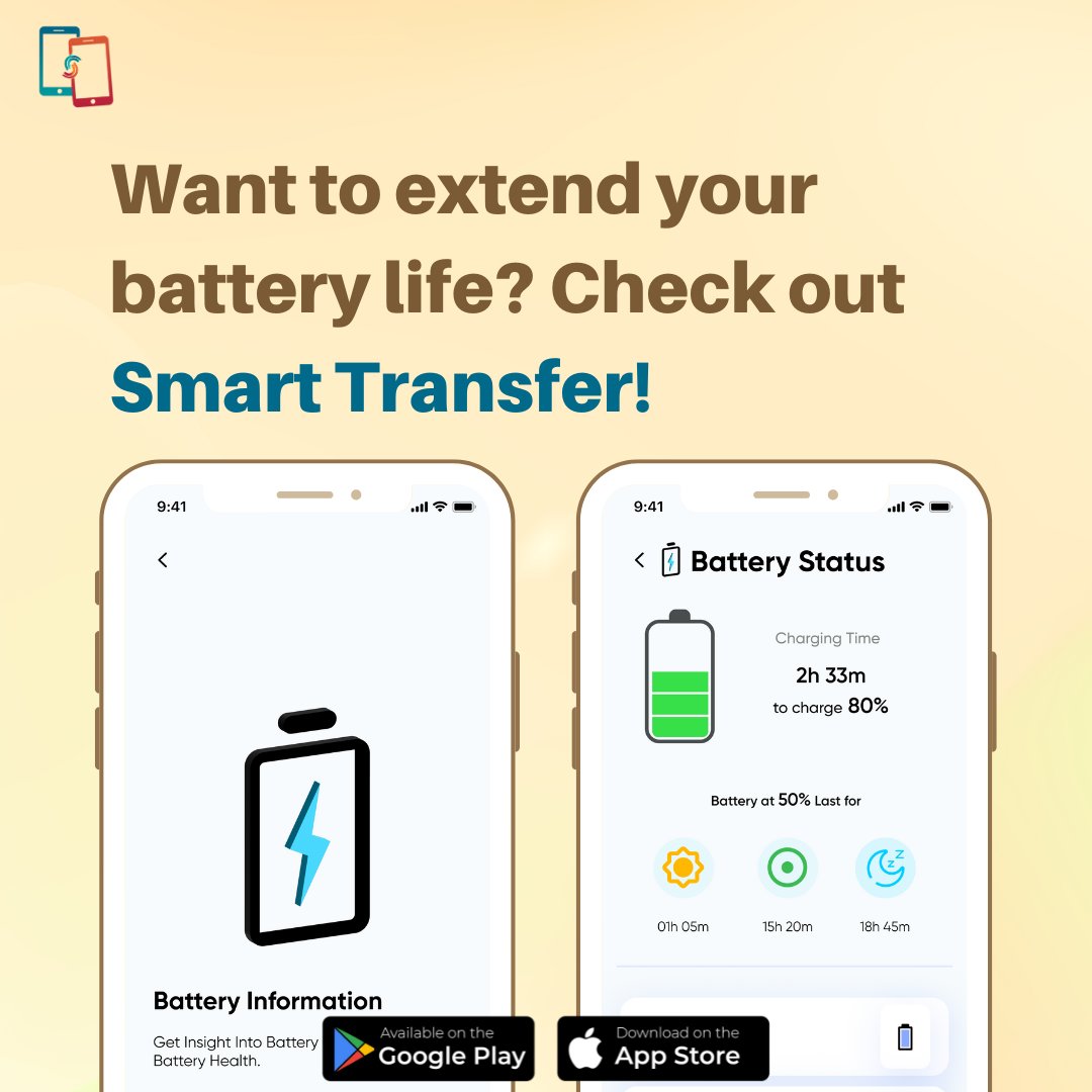 USSmartTransfer's tweet image. Smart Transfer helps you understand your battery’s health like a pro! 🧠💡 Say hello to smarter charging and longer battery life. 🙌 Ready to take charge? Download today! 📱
#SmartTransfer #BatteryInfo #StayPowered