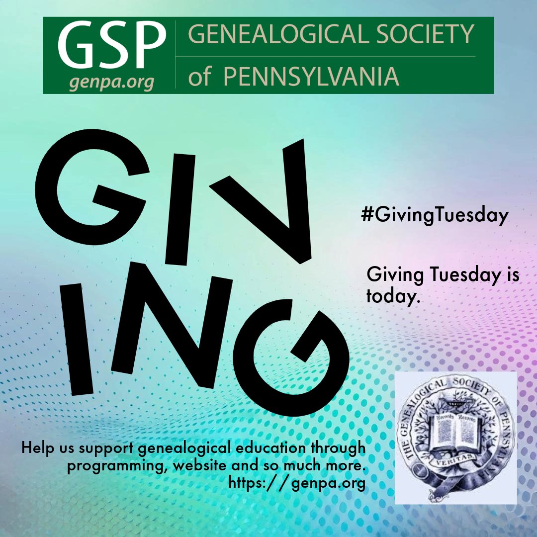 This Giving Tuesday, your support helps us continue providing genealogical resources, educational programs and more. Whether you're just starting to trace your roots or have been researching for years, your donation empowers us to keep this work going. genpa.org/about-gsp/dona…