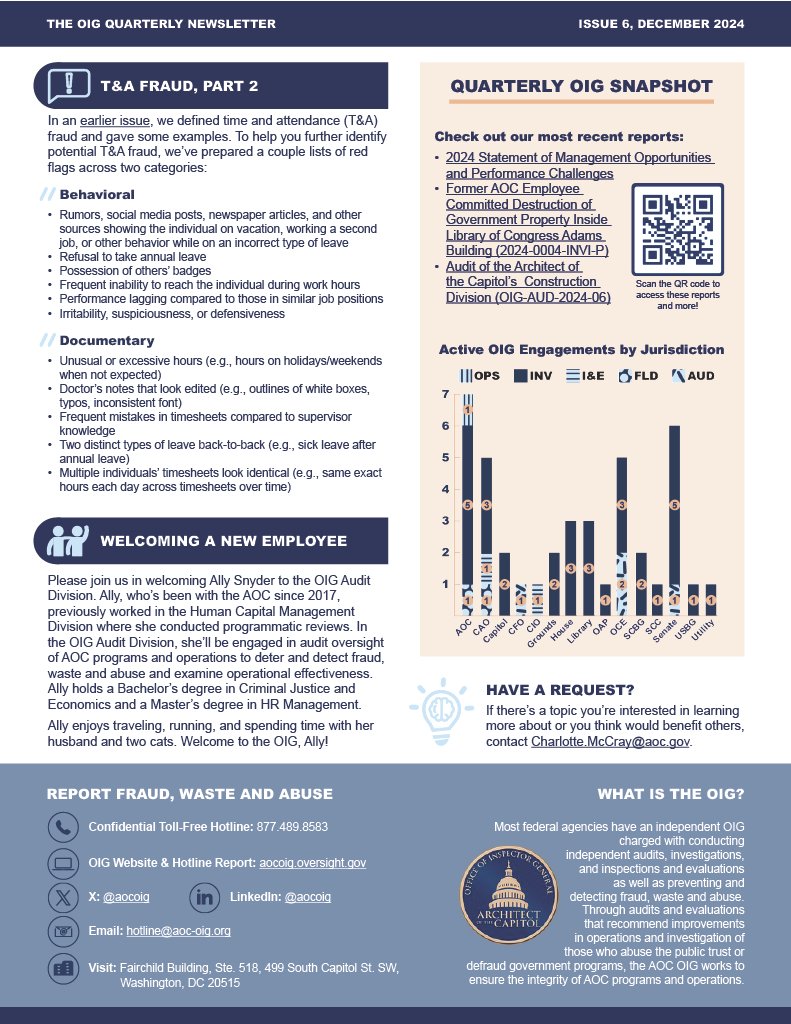 Welcome to issue 6 of The OIG Quarterly!