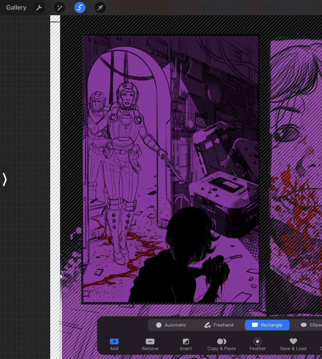 Rod_Luper's tweet photo. Finally, almost done with this comic book, I will miss it.
.
A little of my coloring process of a panel.
.
Time to move forward.
.

#comicbooks #indiecomics #makingcomics #scifi #art #rodluper #procreate @FracturedEcho01 https://t.co/6thCv4Rk3D