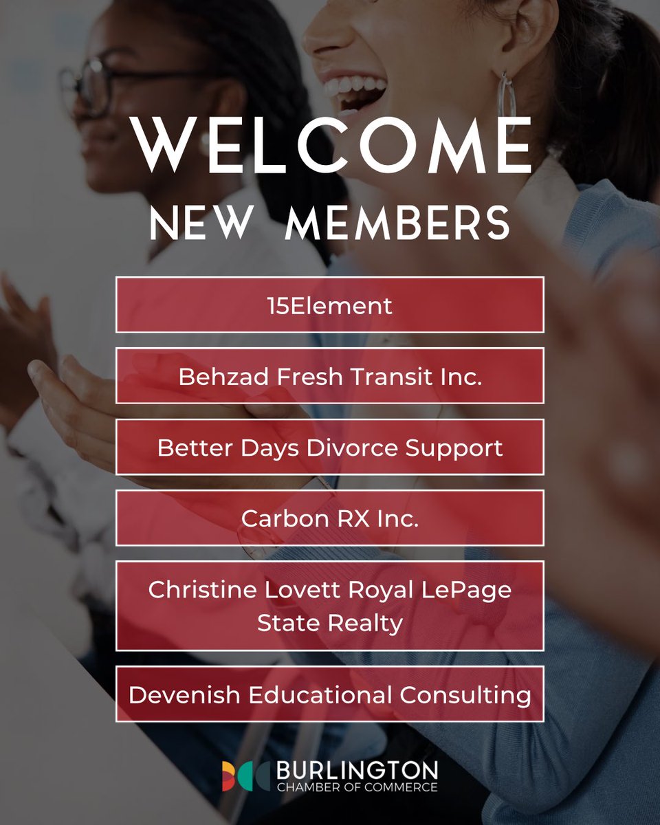 burlingtoncofc's tweet photo. Welcome to our newest Chamber members! We are thrilled for you to be joining our community.

#BurlingtonCofC #BurlOnBiz https://t.co/LLBqtzVIw6