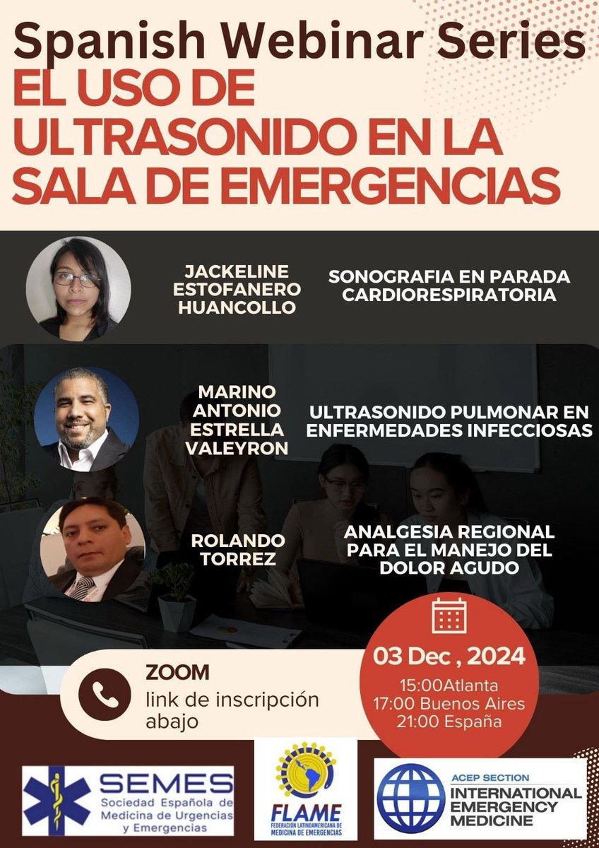 SEMES_'s tweet photo. 💻Spanish Webinar Series: El uso de ultrasonido en la sala de emergencias

A las 21:00 de España

¡No faltes y regístrate!

https://t.co/ssrp9EQC2t https://t.co/4oLBYpz1i5