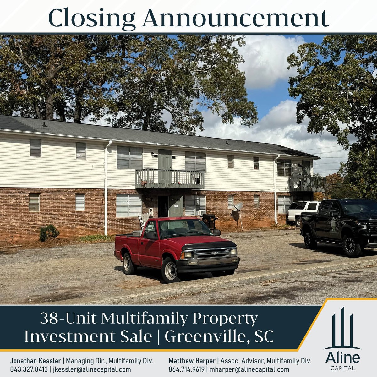 AlineCapital's tweet photo. Aline Capital is proud to announce the closing of a 38-unit Apartment Complex in Greenville, SC. Congratulations to all parties involved.

Learn More at https://t.co/sncz97kGoA

#RealEstateInvestment #PropertyInvestment #MultifamilyInvestment #Greenville #AlineCapital https://t.co/5wv5lXesD5