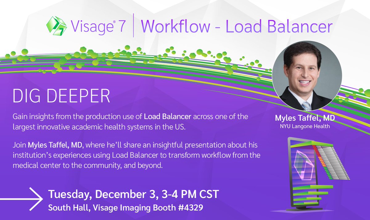 This afternoon join Myles Taffel, MD, Director of Workflow Analytics, Associate Section Head of Abdominal Imaging to discuss Smart Distribution at #RSNA24
 
hubs.la/Q02-8Vby0

#Visage7Workflow #LoadBalancer #CloudPACS #Visage7 #PlatformForTheFuture #PoweredBySpeed