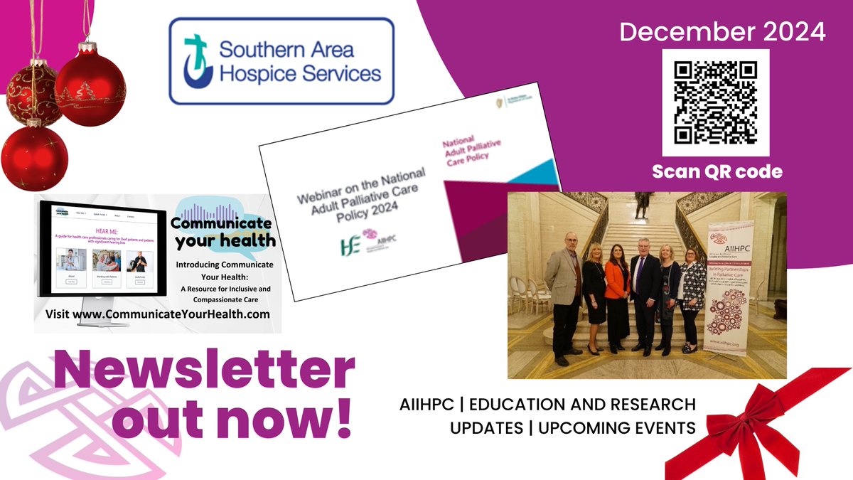 Our December newsletter is out today, full of news &amp; information you don't want to miss, including the new Communicate Your Health App for inclusive, compassionate care, the Palliative Care Week Report, upcoming courses, events listing &amp; much more. Read @ tinyurl.com/December-24