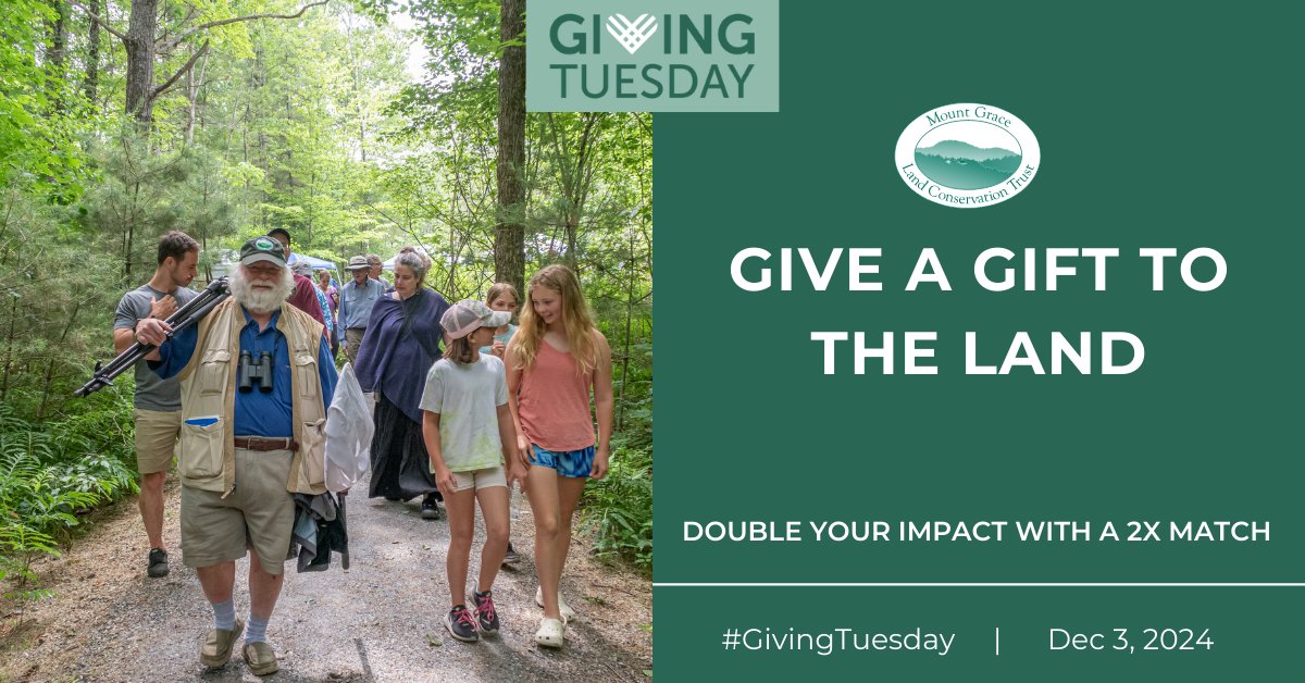 This year, we're aiming to raise $10,000 to protect the landscapes of central and western Massachusetts.
Give by midnight on Tuesday, December 3, and your gift will be matched! mountgrace.org/donate