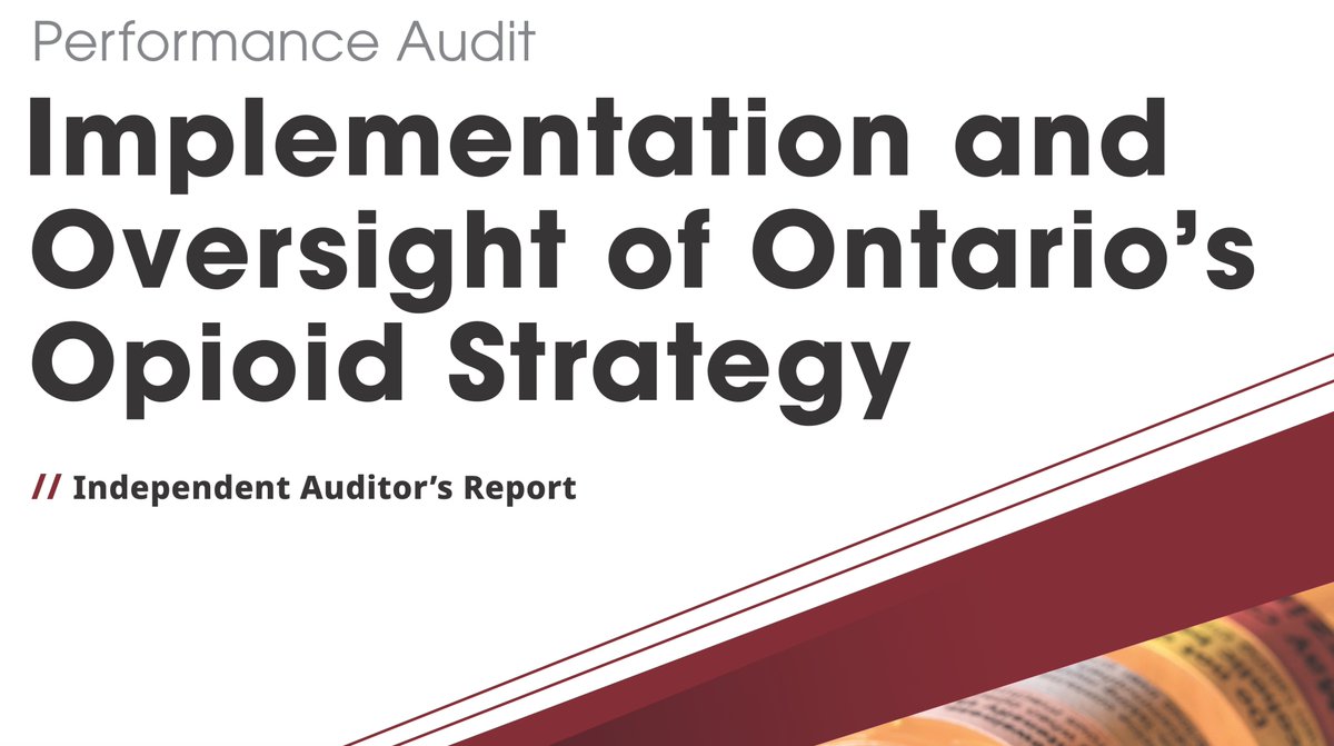 The Auditor General of Ontario Annual Report is not flattering on drug-related issues, including #CTS sites and more.

11am EST media link: ola.org/en/legislative…

Report: auditor.on.ca/en/content/ann…