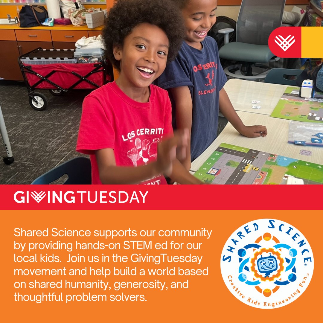 shared_science's tweet image. Today marks Giving Tuesday, a worldwide celebration of generosity and an excellent opportunity to support your favorite nonprofit! If you'd like to support us, please visit our website at sharedscience.org and click on our Giving Tuesday image!
#SharedScience #STEM