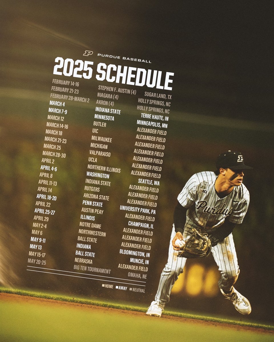 We've got a 13-game homestand &amp; 6 home weekends on the schedule this spring. Michigan, UCLA, Rutgers, Northwestern &amp; Nebraska all come to Alexander for <a href="/B1Gbaseball/">Big Ten Baseball</a> action. #BoilerUp