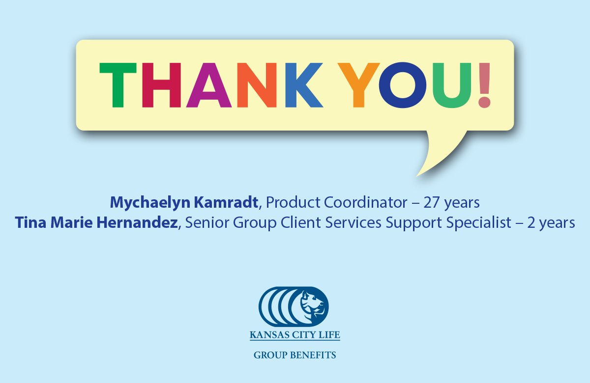 kclgroupbenefit's tweet photo. Kansas City Life Group Benefits would like to recognize our associates for their loyalty anniversaries in the month of December. We appreciate your service and dedication to the Company. #kclgroupbenefits https://t.co/dxcmOvk9Ej