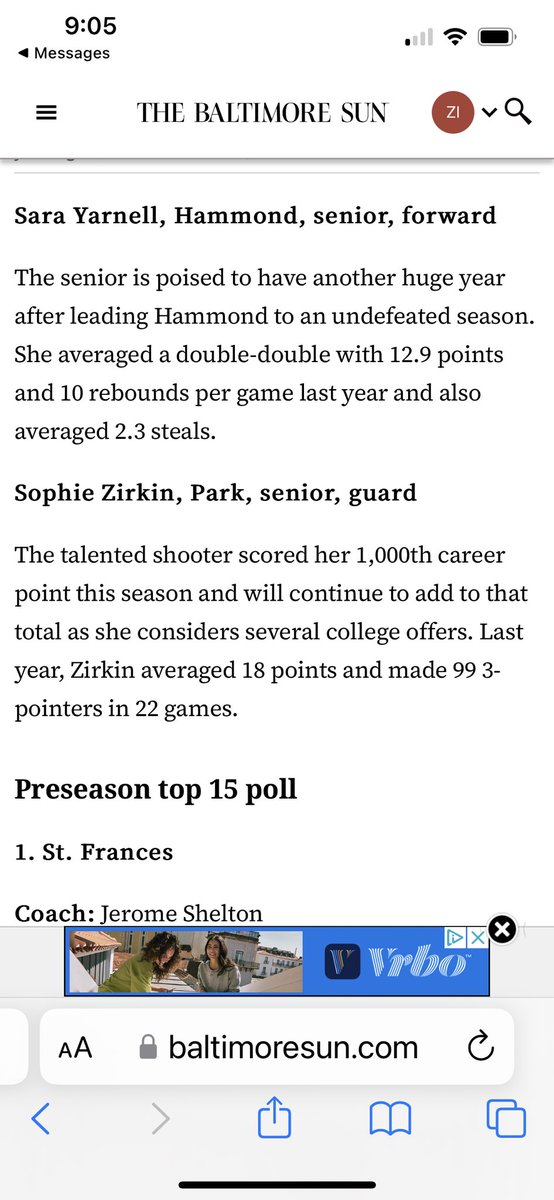 Thank you to The Baltimore Sun for the write-up in their Players to Watch this season.  It’s an honor to be mentioned among some amazing Baltimore players!