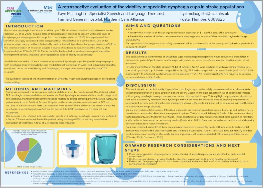 Speech and Language Therapy Fairfield General (@fgh_slt_nca) on Twitter photo Our stroke therapist <a href="/FayeMcLoughlin3/">Faye McLoughlin</a> has successfully submitted an e-poster to the UK stroke forum looking at the use of specialist dysphagia cups with stroke patients 🙌 Our stroke therapist <a href="/FayeMcLoughlin3/">Faye McLoughlin</a> has successfully submitted an e-poster to the UK stroke forum looking at the use of specialist dysphagia cups with stroke patients 🙌