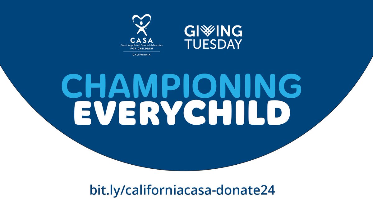 🌟 Double the Impact Today! 🌟
This #GivingTuesday, every donation will be matched dollar for dollar by a generous donor!

Help ensure children in foster care have the stable, caring advocate they deserve.

✨ Donate now &amp; make TWICE the difference! ✨
👉 bit.ly/californiacasa…