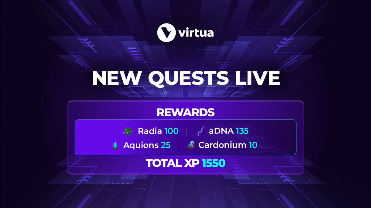 This isn’t just a quest — it’s YOUR moment! 👀

Tackle this week’s challenges to earn 1,550 XP and cool rewards. ✨

Begin here 👉 dashboard.virtua.com/quest
