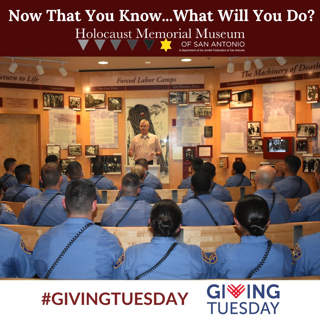 On this #GivingTuesday, be an Upstander and support the Holocaust Memorial Museum of San Antonio, the only museum of its kind in South Texas.

Make a Gift: hmmsa.org/donate

#HMMSA #GivingTuesday #BeAnUpstander
#NowThatYouKnowWhatWillYouDo?
