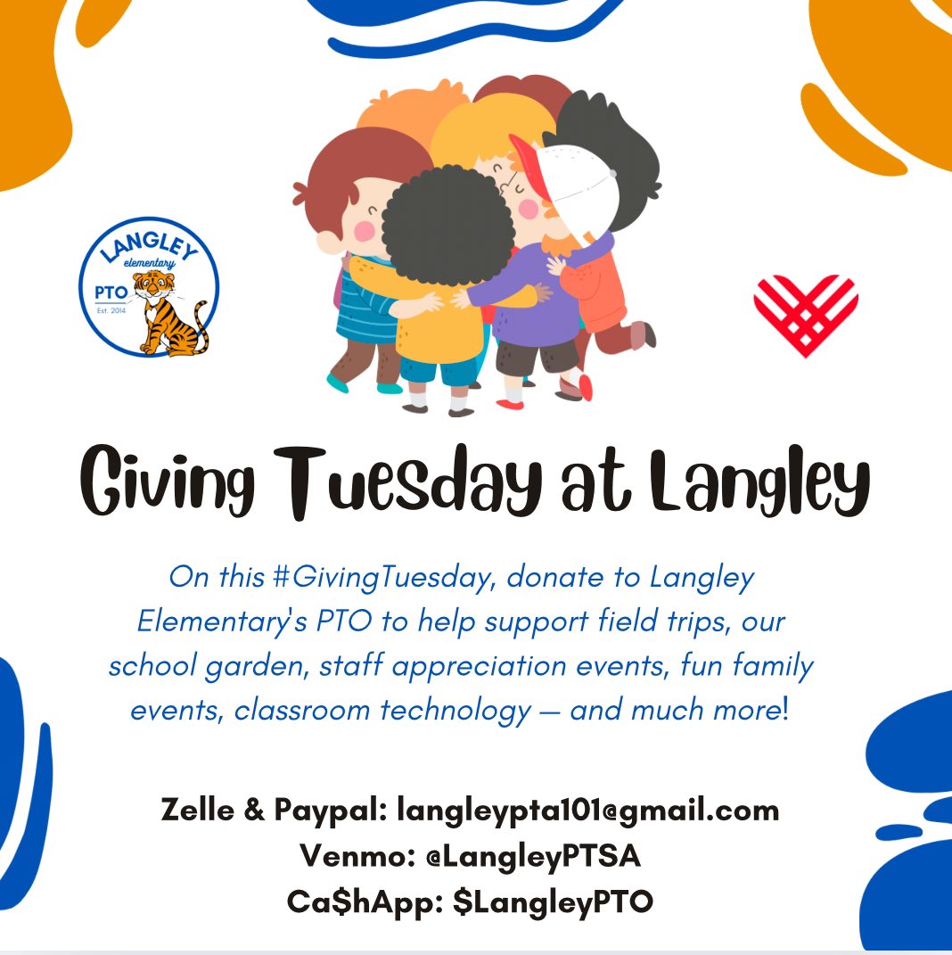 On this #GivingTuesday please consider Langley Elementary PTO. Our mission is creating educational opportunities for our students and fostering community for our school family.  Thank you for your support! <a href="/LangleyDCPS/">Langley Elementary</a> <a href="/Prin_Kellogg/">PrincipalKellogg</a> <a href="/yolanguages/">Sara Arranz</a> <a href="/dcpublicschools/">DC Public Schools</a>