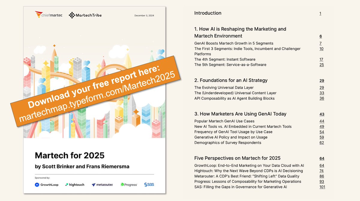 Martech for 2025: A brand-new, 108-page report on AI use cases, stack foundations, and market structure chiefmartec.com/2024/12/martec… #martech