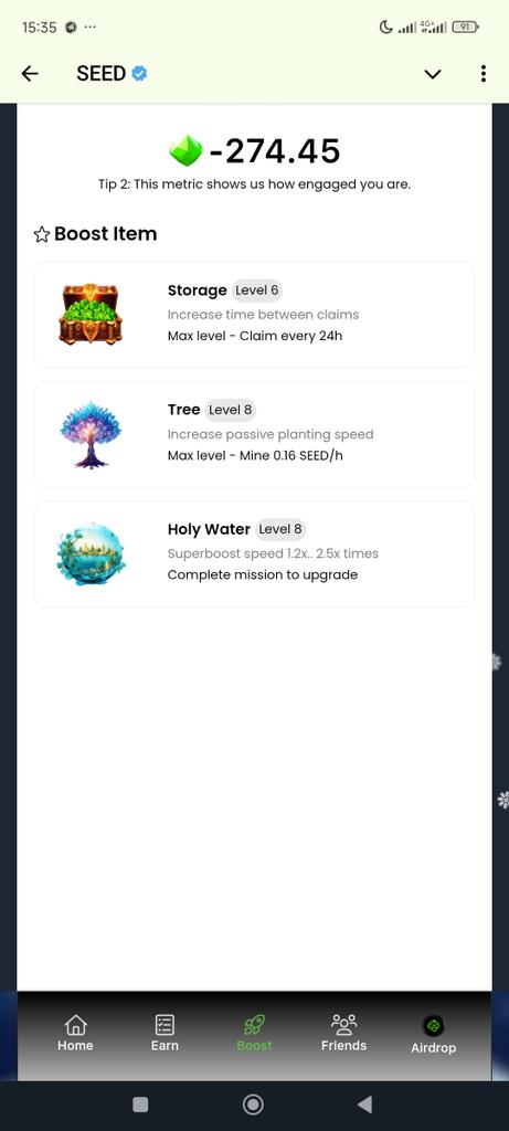 Emma_of_webb3's tweet photo. I claimed more than 500 seeds from #SEED and the took it back, but I used to upgrade my tree to Max before they took it back. Now my Bal is -275
You think say you wise abi
#Tapswap #TapSwapCode #Tomarket #Major #Memefi #Tapswapcodes #oracleoftime #vertuscombo #BUMS https://t.co/iUj3K4Jt4u