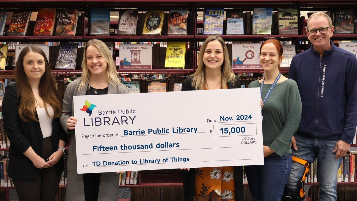 Barrie Public Library (@bpl_inthecity) on Twitter photo We are thrilled to announce that <a href="/TD_Canada/">TD (Canada)</a> has provided a generous donation to expand our Library of Things collection! π In the new year, we'll be adding pre-loaded tablets, decodable read-along books, and adventure and discovery kits β¨
tinyurl.com/TD-Donation-LOT We are thrilled to announce that <a href="/TD_Canada/">TD (Canada)</a> has provided a generous donation to expand our Library of Things collection! π In the new year, we'll be adding pre-loaded tablets, decodable read-along books, and adventure and discovery kits β¨
tinyurl.com/TD-Donation-LOT
