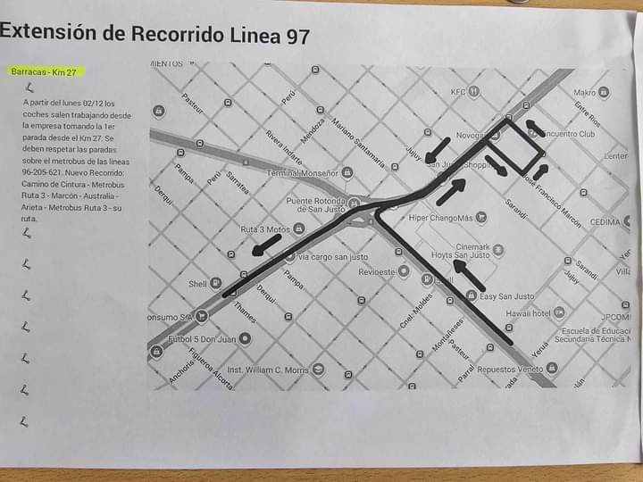 BondisATR's tweet photo. Nueva extensión de recorrido de la #Linea97.
Ahora el servicio llega al Km. 27 de la Ruta 3 https://t.co/OnHeRvGsdP