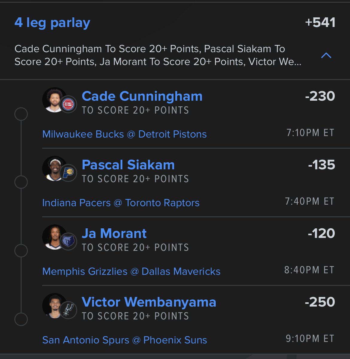 hollywood_picks's tweet image. 💰 +541 Odds Parlay

20 points parlay I’m loving for tonight! Drop a like if you’re tailing! ❤️ Let’s get it! 🫡

#gamblingx

$10 VIP Discord: whop.com/premierpicks/