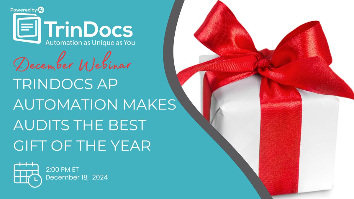 johnstucky's tweet image. 🎁 @TrinDocs AP Automation Makes Audits the Best Gift of the Year 

Discover how TrinDocs accelerates, simplifies, and enhances the efficiency of year-end audits.

📅 12/18/24
⌚ 2:00 pm ET
🔗 trindocs.com/resources/#web…

#TrinDocs #APautomation #Audits #YearEnd