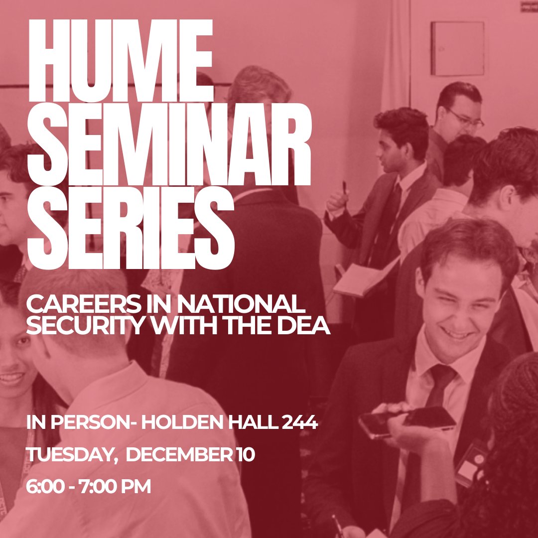 Join us for a seminar with the Drug Enforcement Administration (DEA) as they share insights into their careers in national security and the vital role of the DEA in combating drug-related crimes!

Register now ⬇️
hume.vt.edu/engagement/eve…