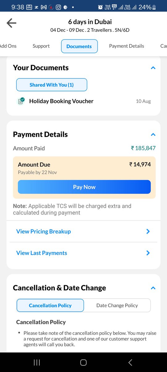 kaushal_kumar86's tweet photo. @makemytripcare @jagograhakjago I booked tour package, on 21st nov i made full payment and pending amount is 0 as shown in 1st image. Now today its showing that i have a pending amount, please tell me why. https://t.co/osVvdp23r3