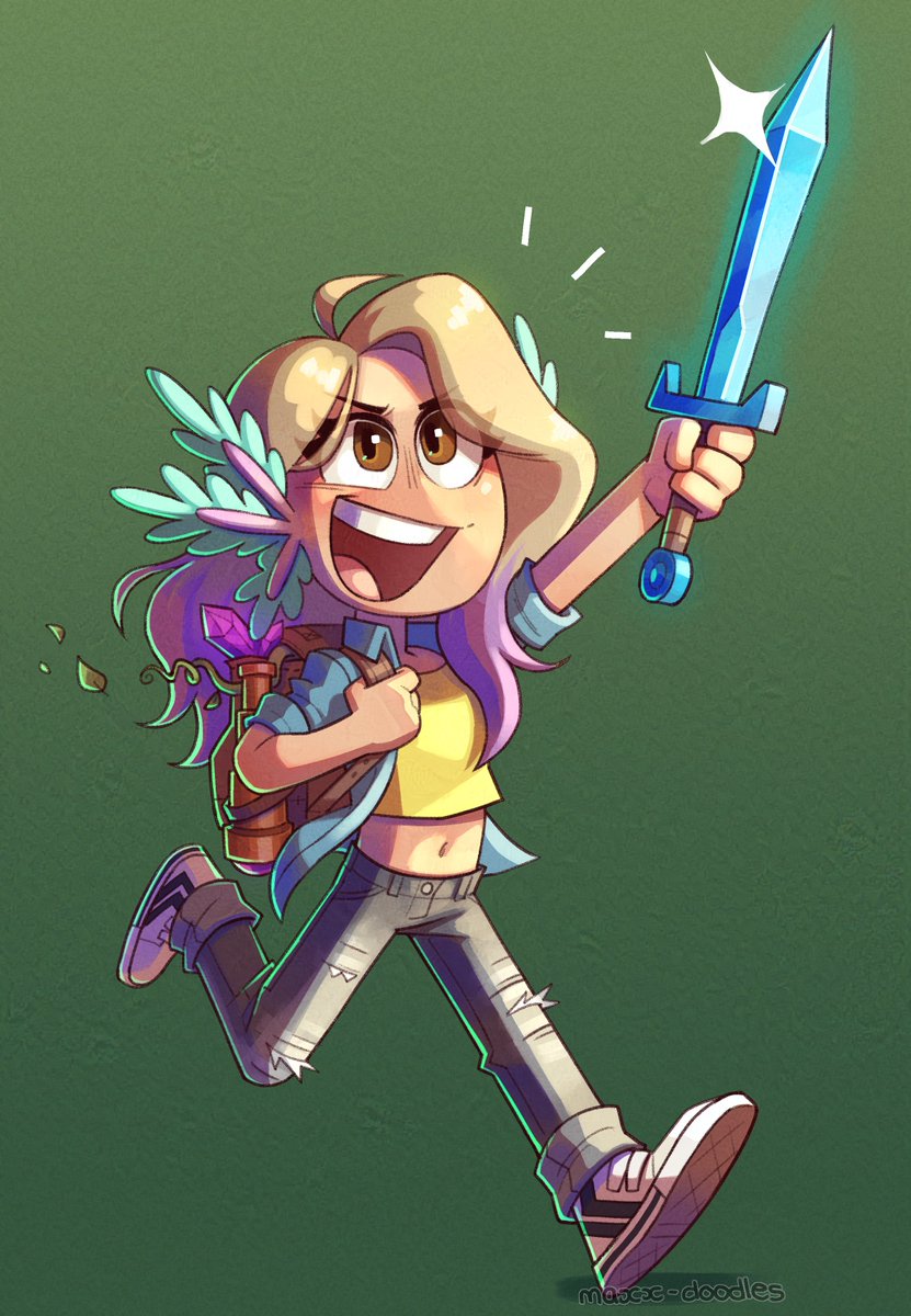 I absolutely LOVE this piece by <a href="/maxx_d00dles/">Maxx</a>  of my Minecraft character! The energy, the colors, the vibes - perfect!!