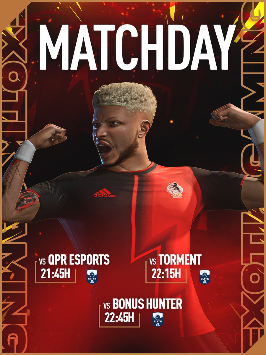 EXØTIK GAMING (@ex0tikgaming) on Twitter photo ⚽️𝐌𝐀𝐓𝐂𝐇𝐃𝐀𝐘⚽️
🏆 <a href="/OfficialVPG/">Virtual Pro Gaming</a> Elite A
🆚 <a href="/QPReSports/">QPR eSports</a>
⏰ 21:45
🆚 <a href="/ES_Torment/">Torment</a>
⏰ 22:15
🆚 <a href="/BonusHuntersFC/">Bonus Hunters</a>
⏰ 22:45
#EX0TIKPOWER • #FC25 ⚽️𝐌𝐀𝐓𝐂𝐇𝐃𝐀𝐘⚽️
🏆 <a href="/OfficialVPG/">Virtual Pro Gaming</a> Elite A
🆚 <a href="/QPReSports/">QPR eSports</a>
⏰ 21:45
🆚 <a href="/ES_Torment/">Torment</a>
⏰ 22:15
🆚 <a href="/BonusHuntersFC/">Bonus Hunters</a>
⏰ 22:45
#EX0TIKPOWER • #FC25