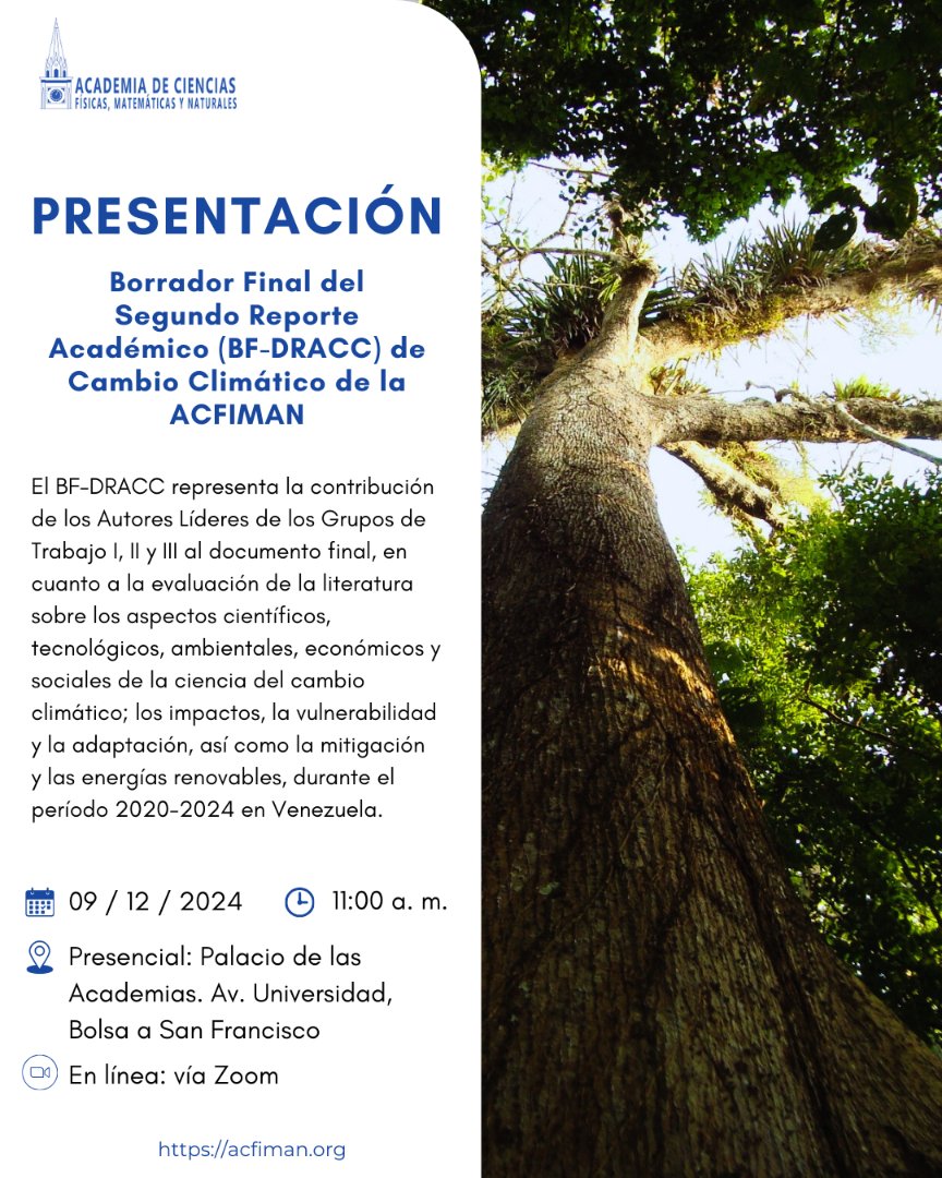 acfimanve's tweet photo. Acfiman presentará borrador final del Segundo Reporte Académico de Cambio Climático #9Dic

📌 https://t.co/74APIvBzlo https://t.co/HMathKnJn8