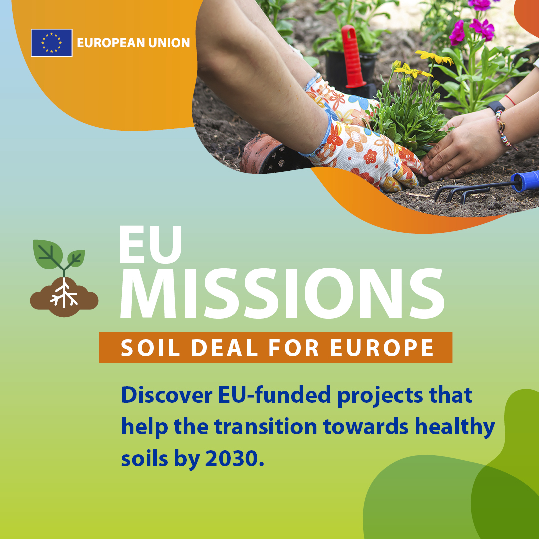 EUgreenresearch's tweet photo. On this #WorldSoilDay let's recall that soils are vital for our food, and for the water and biodiversity of the planet🌱
Discover the EU-funded projects that help the transition towards #HealthySoil by 2030 ⤵️
#MissionSoil #SaveOurSoils