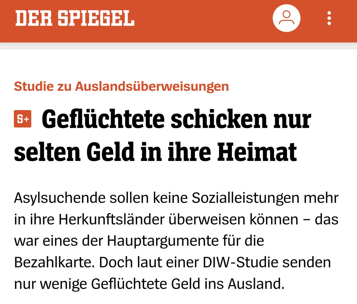 Es war monatelang das Hauptargument für die Bezahlkarte- jetzt ist klar: Nur Behauptungen und rechte Narrative. Keine Fakten.

Nur 7 Prozent der Geflüchteten überweist Geld nach Hause. 
spiegel.de/panorama/gesel…