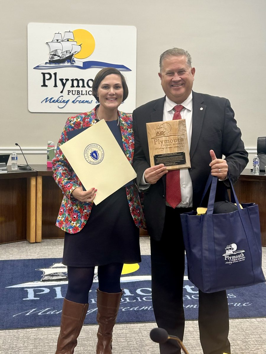 PlymouthSch's tweet image. Last night, Plymouth School Committee Chair Michelle Badger was honored with citations from the MA State Senate & House for 13 years of dedicated service! Also recognized: Rep. Mathew Muratore for his tireless commitment to Plymouth Schools & community. THANK YOU both! 😊