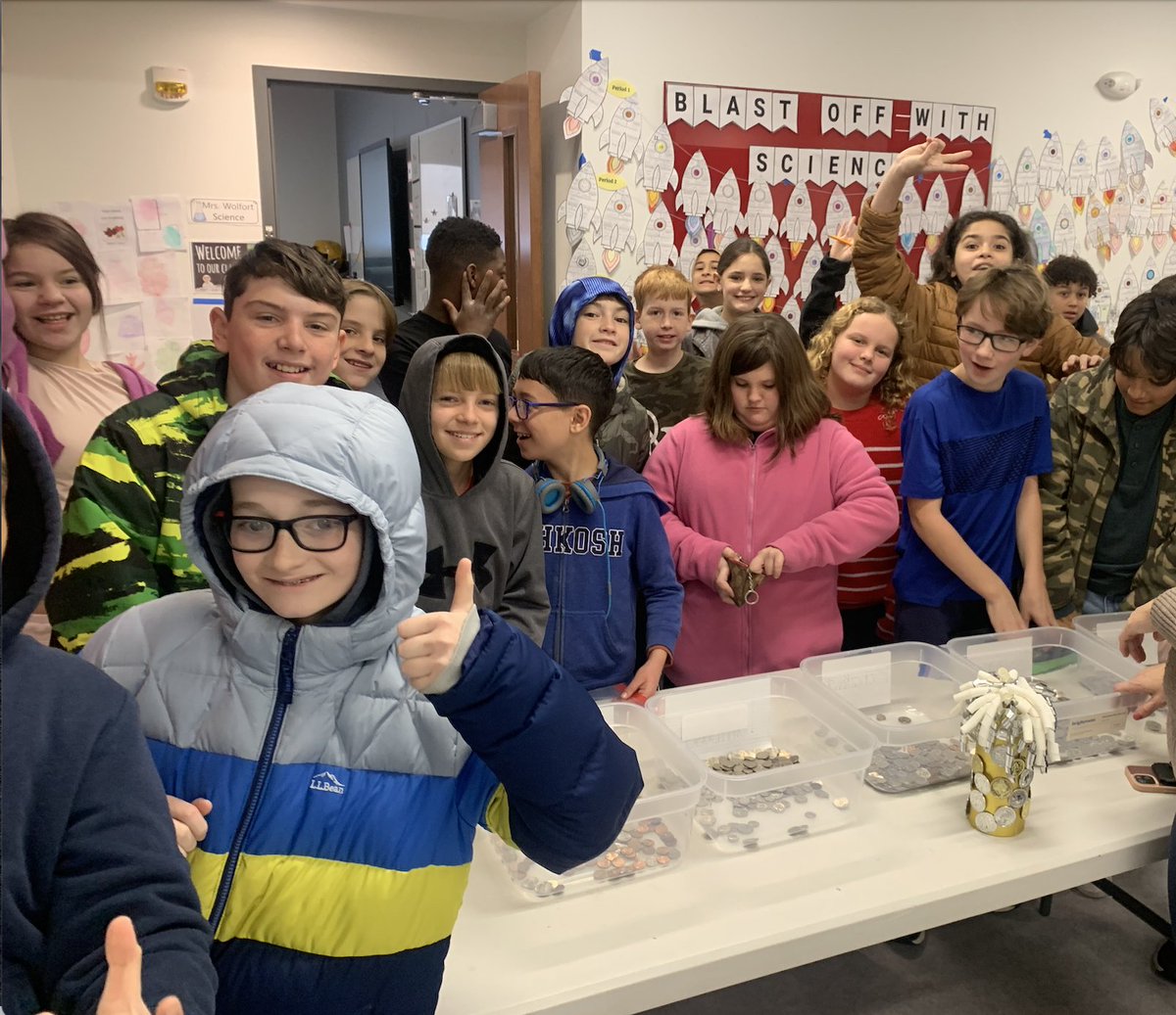 Team Oneida Penny War Day #2 was AMAZING!!  After A LOT of sorting and counting.... Mr. Heussler's Advisement is in the lead but will they be able to take home the trophy at the end of the week??  We are so proud of our team and their support with our drive! <a href="/IroqMS/">IroquoisMS</a>