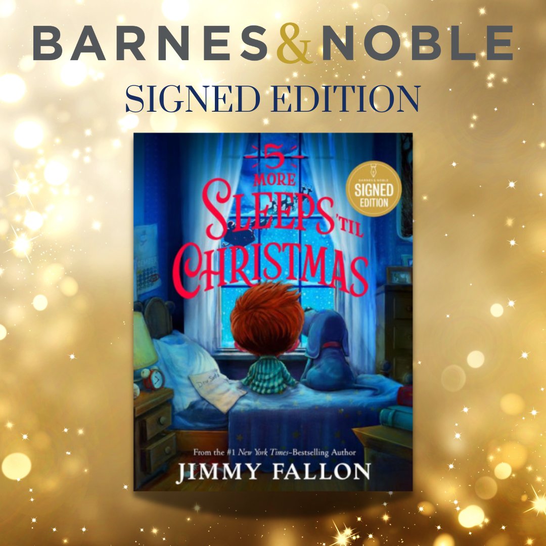MacKids Books (@mackidsbooks) on Twitter photo Psst! Calling all <a href="/jimmyfallon/">Jimmy Fallon</a> fans! <a href="/BNBuzz/">Barnes & Noble</a> has signed editions of 5 MORE SLEEPS 'TIL CHRISTMAS available in store and online! Head to your local Barnes & Noble or order a copy right to your door: bit.ly/bn5moresleeps
#BNSignedEditions #5MoreSleepstilChristmas Psst! Calling all <a href="/jimmyfallon/">Jimmy Fallon</a> fans! <a href="/BNBuzz/">Barnes & Noble</a> has signed editions of 5 MORE SLEEPS 'TIL CHRISTMAS available in store and online! Head to your local Barnes & Noble or order a copy right to your door: bit.ly/bn5moresleeps
#BNSignedEditions #5MoreSleepstilChristmas