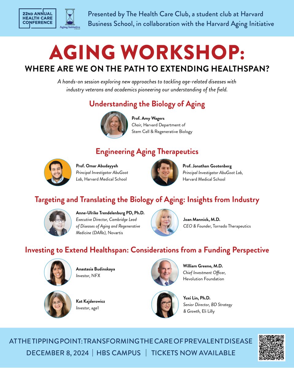Alie Baranowski (@alie_baranowski) on Twitter photo Where are we on the path to extending #healthspan?
Excited to be working with <a href="/satvik_93/">Satvik Dasariraju</a> to bring together this incredible lineup <a href="/katclone/">kat</a> <a href="/age1vc/">age1</a> <a href="/NFX/">NFX</a> <a href="/hevolution_f/">Hevolution Foundation</a> <a href="/omarabudayyeh/">Omar Abudayyeh</a> <a href="/jgooten/">Jonathan Gootenberg</a> <a href="/Novartis/">Novartis</a> <a href="/Harvard/">Harvard University</a> <a href="/MannickJoan/">Joan Mannick</a>
Dec 8, 12:45-2pm <a href="/HarvardHBS/">Harvard Business School</a> Where are we on the path to extending #healthspan?
Excited to be working with <a href="/satvik_93/">Satvik Dasariraju</a> to bring together this incredible lineup <a href="/katclone/">kat</a> <a href="/age1vc/">age1</a> <a href="/NFX/">NFX</a> <a href="/hevolution_f/">Hevolution Foundation</a> <a href="/omarabudayyeh/">Omar Abudayyeh</a> <a href="/jgooten/">Jonathan Gootenberg</a> <a href="/Novartis/">Novartis</a> <a href="/Harvard/">Harvard University</a> <a href="/MannickJoan/">Joan Mannick</a>
Dec 8, 12:45-2pm <a href="/HarvardHBS/">Harvard Business School</a>