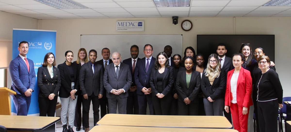 MEDAC Chairman President Emeritus Dr George Vella delivered a keynote lecture to MEDAC students providing an in depth analysis of current international affairs and insights as former FM  and President. Session included Q&amp;A.