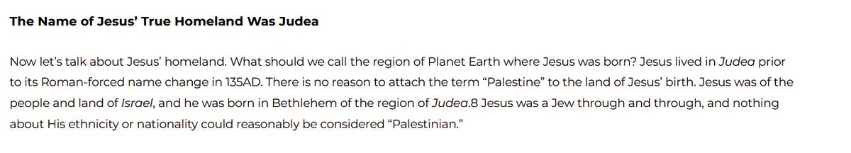 RightReasonUK's tweet photo. "Jesus lived in Judea prior to its Roman-forced name change in 135AD.... Jesus was of the people and land of Israel, and he was born in Bethlehem of the region of Judea... Jesus was a Jew through and through, and nothing about His ethnicity or  nationality could reasonably be considered 'Palestinian.'"

Source: https://t.co/y3do1tTxwA